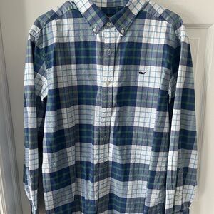 Vineyard Vines Men's Blue Plaid Shirt